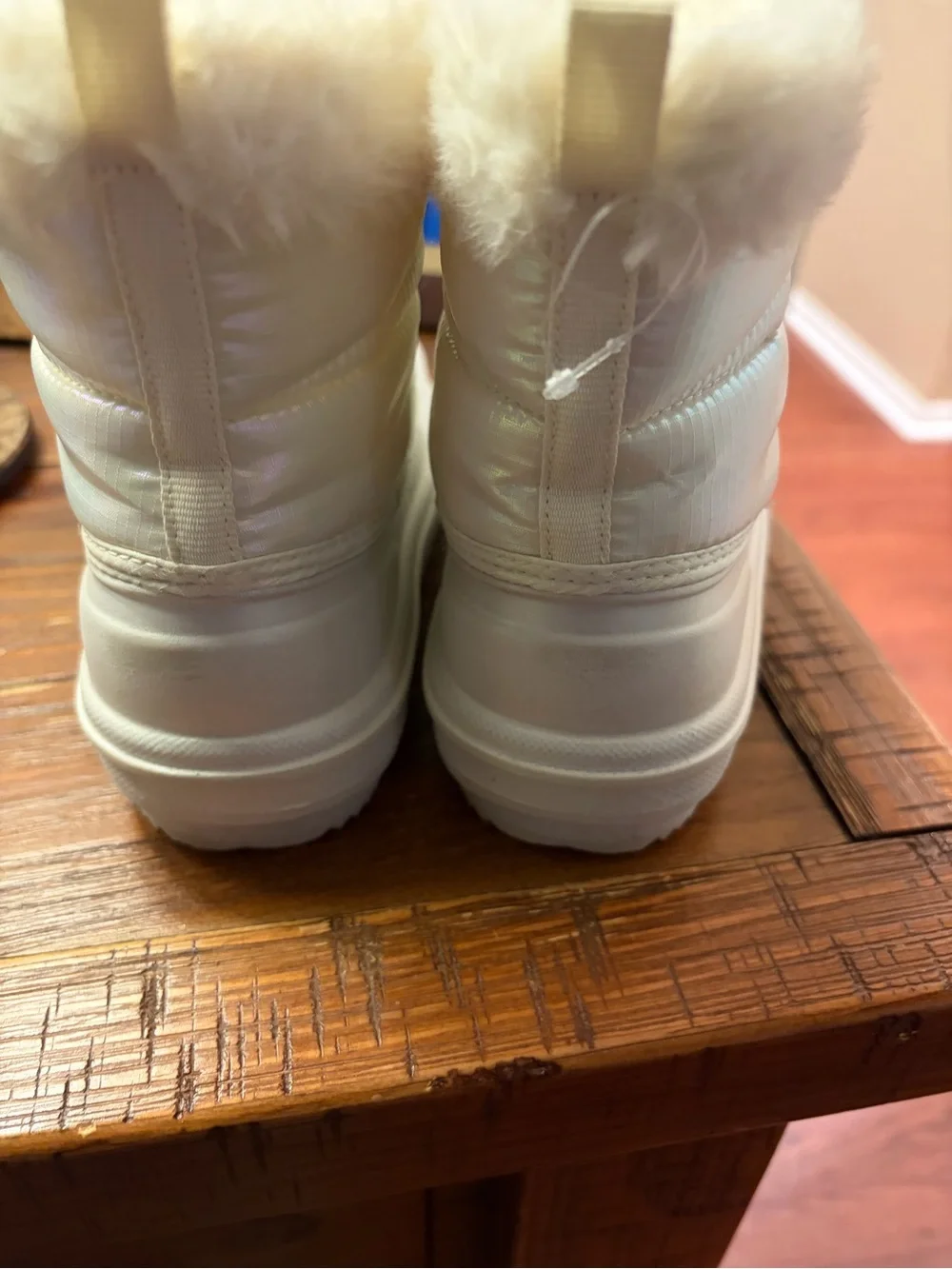Kids Winter Snow Boots - Cream Faux Fur Lined
